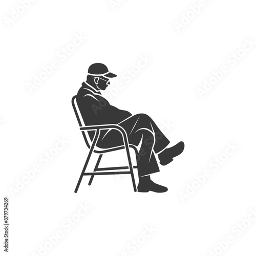 minimalist logo or symbol for elderly man activity black color only