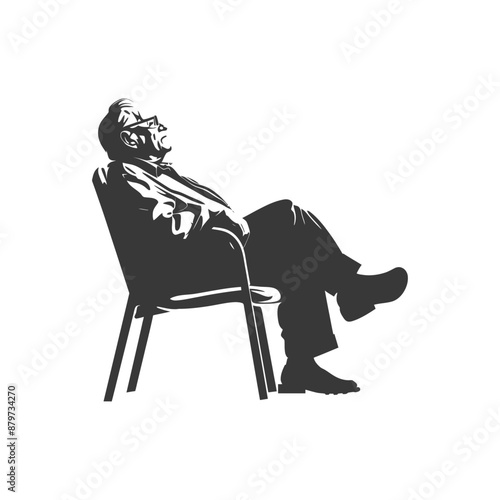 minimalist logo or symbol for elderly man activity black color only
