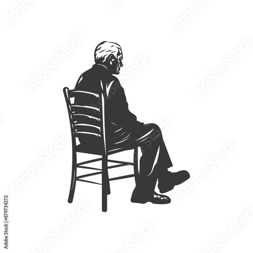 minimalist logo or symbol for elderly man activity black color only