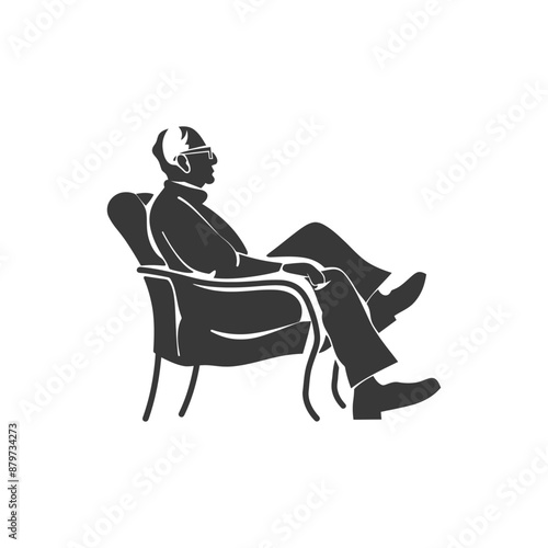 minimalist logo or symbol for elderly man activity black color only