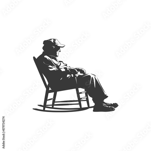 minimalist logo or symbol for elderly man activity black color only