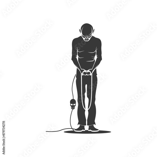 minimalist logo or symbol for elderly man activity black color only