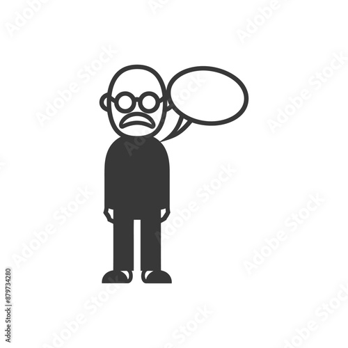 minimalist logo or symbol for elderly man activity black color only