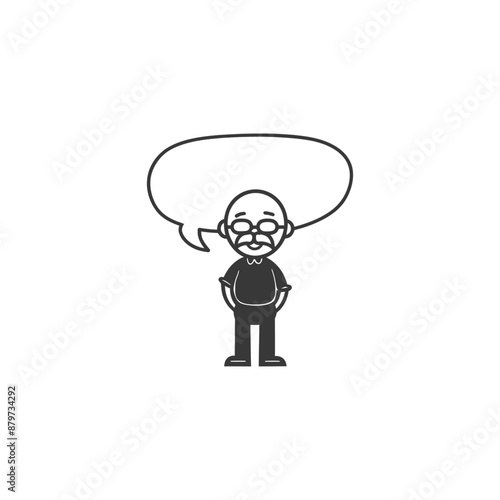 minimalist logo or symbol for elderly man activity black color only