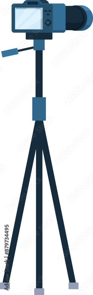 Modern digital camera is securely mounted on a sturdy tripod, ready to capture high quality footage for a vlog Modern digital camera is securely mounted on a sturdy tripod, ready to capture high quality footage for a vlog