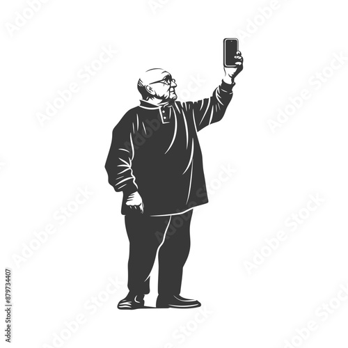 minimalist logo or symbol for elderly man activity black color only
