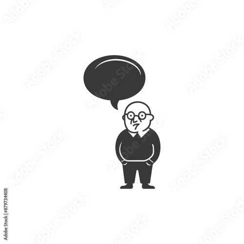 minimalist logo or symbol for elderly man activity black color only