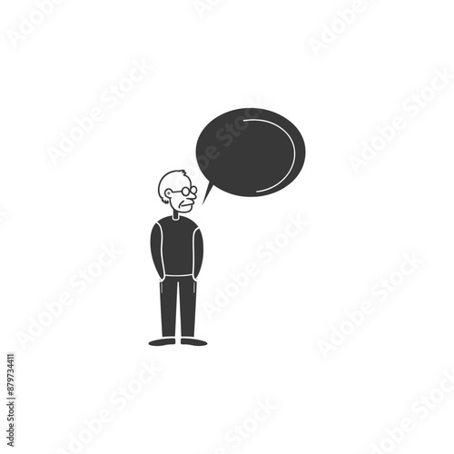 minimalist logo or symbol for elderly man activity black color only