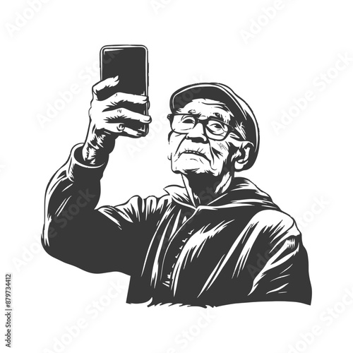 minimalist logo or symbol for elderly man activity black color only