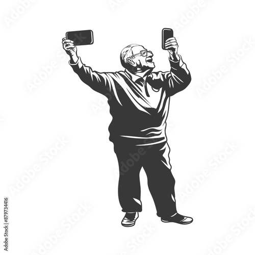 minimalist logo or symbol for elderly man activity black color only