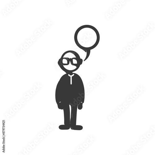 minimalist logo or symbol for elderly man activity black color only
