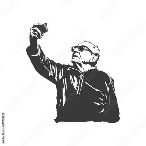 minimalist logo or symbol for elderly man activity black color only