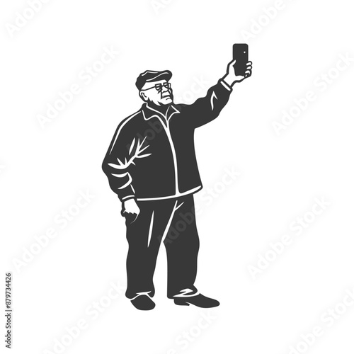minimalist logo or symbol for elderly man activity black color only