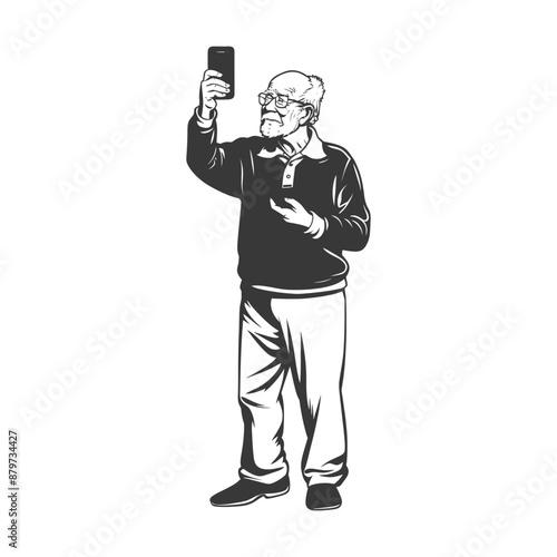 minimalist logo or symbol for elderly man activity black color only