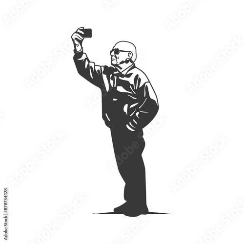 minimalist logo or symbol for elderly man activity black color only