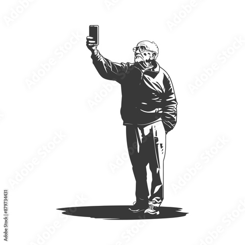 minimalist logo or symbol for elderly man activity black color only