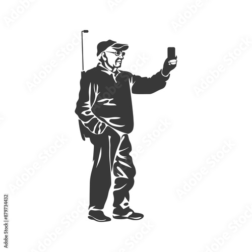 minimalist logo or symbol for elderly man activity black color only