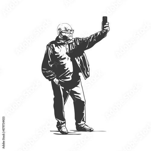 minimalist logo or symbol for elderly man activity black color only