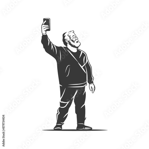 minimalist logo or symbol for elderly man activity black color only
