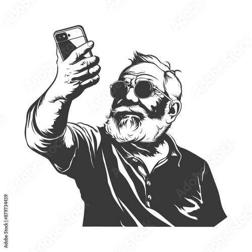 minimalist logo or symbol for elderly man activity black color only