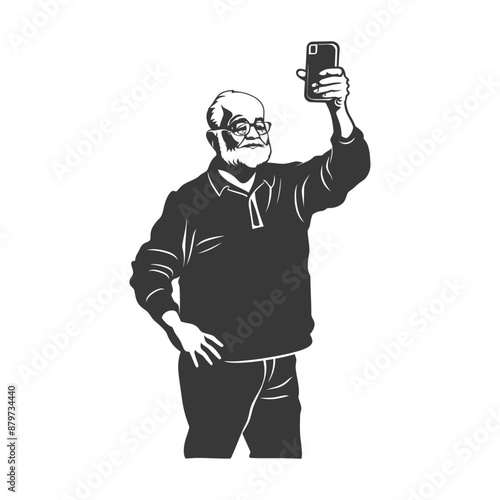 minimalist logo or symbol for elderly man activity black color only