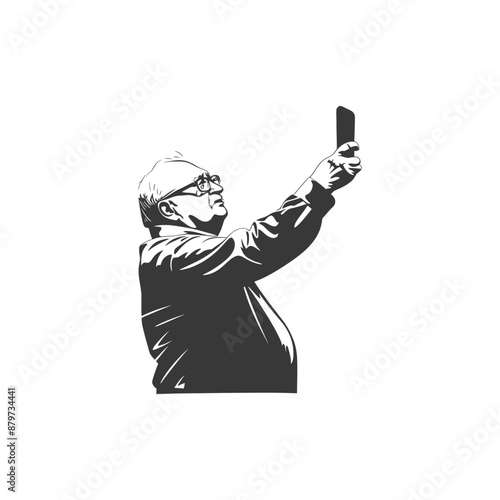 minimalist logo or symbol for elderly man activity black color only