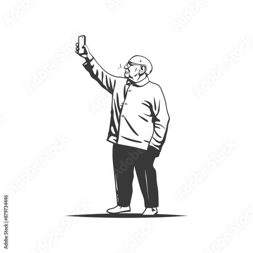 minimalist logo or symbol for elderly man activity black color only