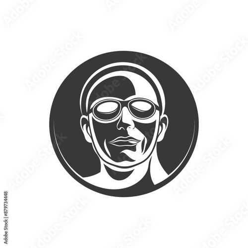 minimalist logo or symbol for elderly man activity black color only