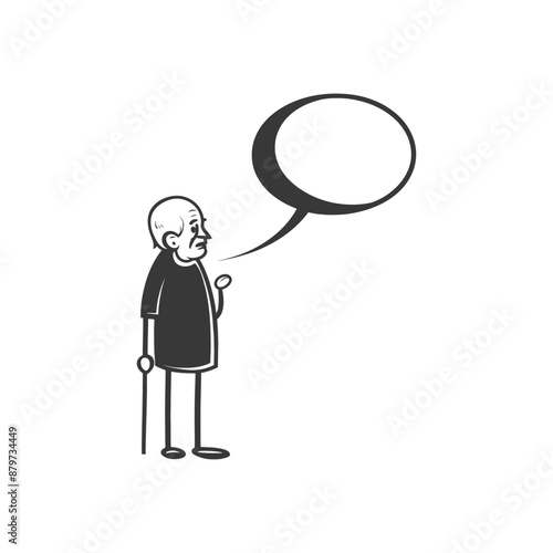 minimalist logo or symbol for elderly man activity black color only