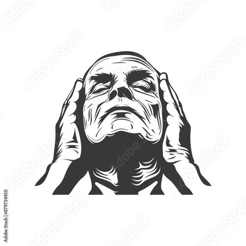 minimalist logo or symbol for elderly man activity black color only