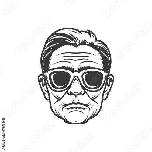 minimalist logo or symbol for elderly man activity black color only