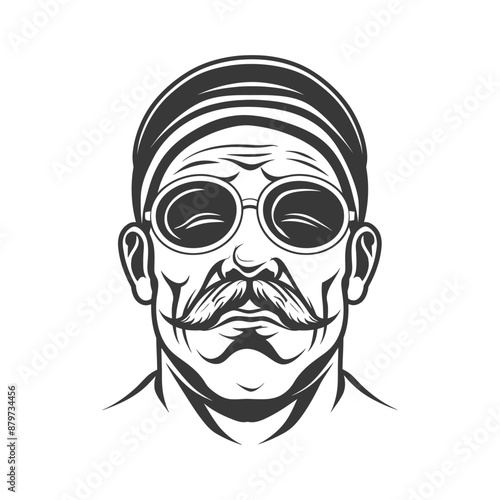 minimalist logo or symbol for elderly man activity black color only