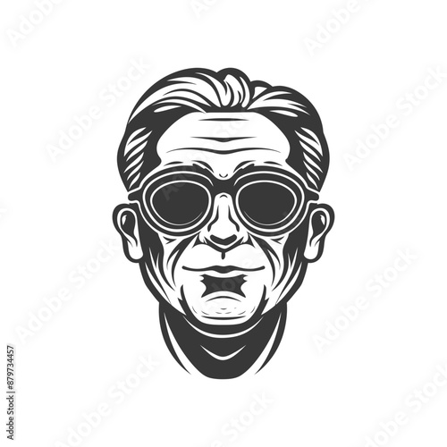 minimalist logo or symbol for elderly man activity black color only