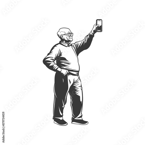 minimalist logo or symbol for elderly man activity black color only