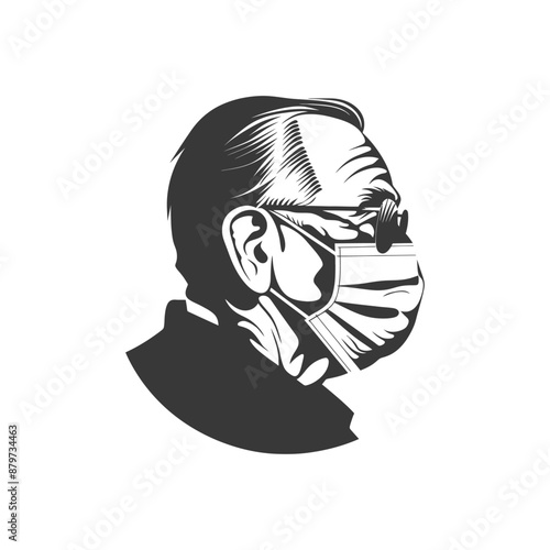 minimalist logo or symbol for elderly man activity black color only