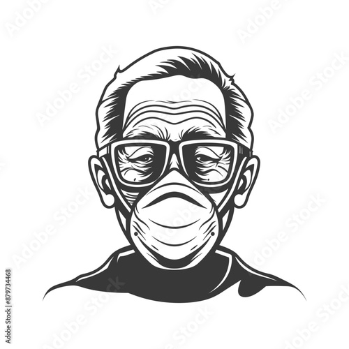 minimalist logo or symbol for elderly man activity black color only