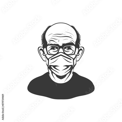 minimalist logo or symbol for elderly man activity black color only
