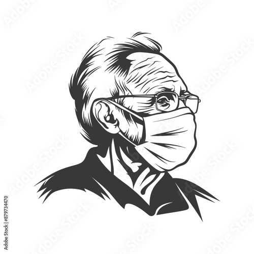 minimalist logo or symbol for elderly man activity black color only