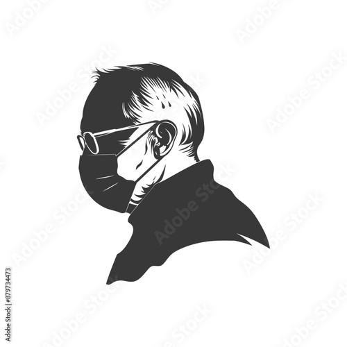 minimalist logo or symbol for elderly man activity black color only