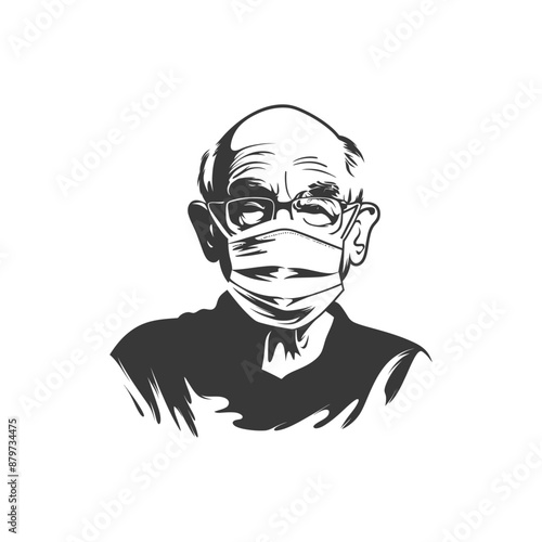 minimalist logo or symbol for elderly man activity black color only