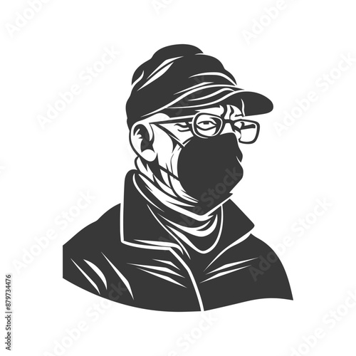minimalist logo or symbol for elderly man activity black color only