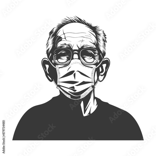 minimalist logo or symbol for elderly man activity black color only