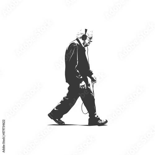 minimalist logo or symbol for elderly man activity black color only