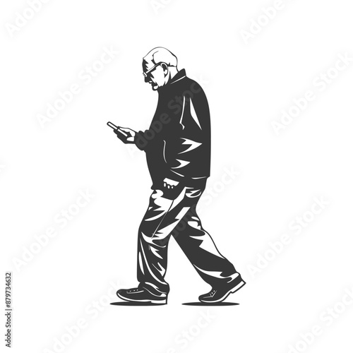 minimalist logo or symbol for elderly man activity black color only