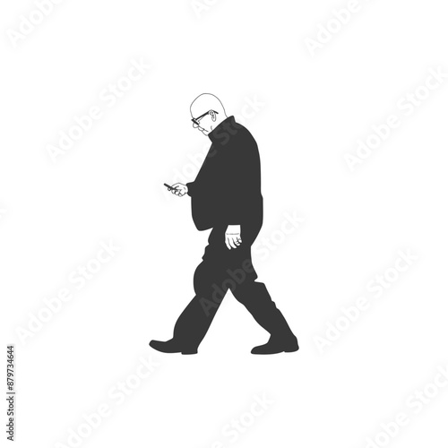 minimalist logo or symbol for elderly man activity black color only