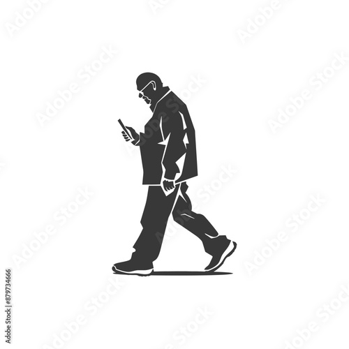minimalist logo or symbol for elderly man activity black color only