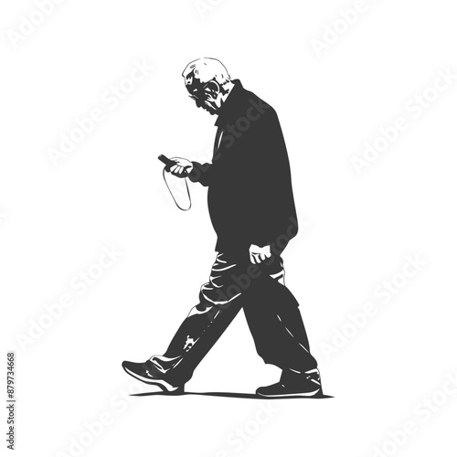 minimalist logo or symbol for elderly man activity black color only