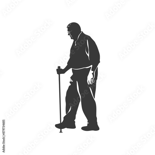minimalist logo or symbol for elderly man activity black color only