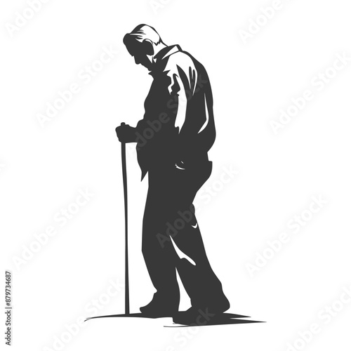 minimalist logo or symbol for elderly man activity black color only