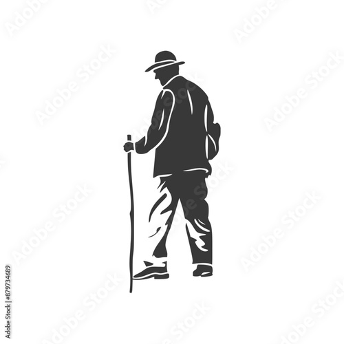 minimalist logo or symbol for elderly man activity black color only